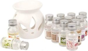 Oil Burner With 12 Fragrance Oils Aroma Theraph Home Diffuses Tealight Fragrance Ceramic Oil Burber Gift Set