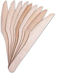Biodegradable Wooden Knives Cutlery Knife Wood Disposable Tableware 100Pc