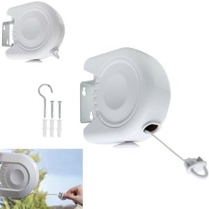 12M Retractable Washing Clothes Dry Wall Line With Screws & Hooks For Indoor, Outdoor Use